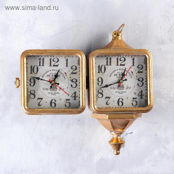 Часы настенные двусторонние, на подвесе Часы настенные двусторонние, на подвесе "Уличный фонарь", плавный ход, 40 х 31 см