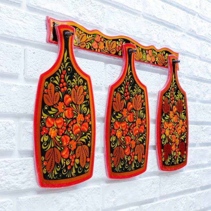 Набор Доски 3 шт и держатель 48×33×1 см хохлома Набор Доски 3 шт и держатель 48×33×1 см хохлома