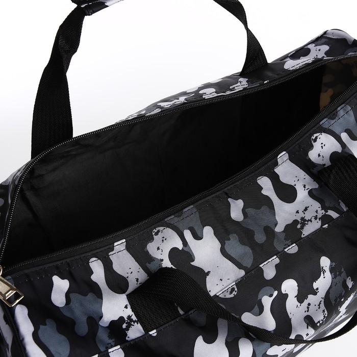 Сумка дорожная на молнии, наружный карман, длинный ремень, цвет серый/чёрный Сумка дорожная на молнии, наружный карман, длинный ремень, цвет серый/чёрный