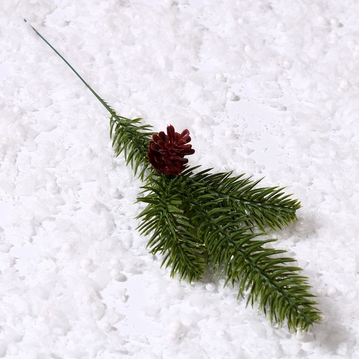 Декор «Веточка ели с шишкой», набор 4 шт., размер 1 шт. — 28 см Декор «Веточка ели с шишкой», набор 4 шт., размер 1 шт. — 28 см