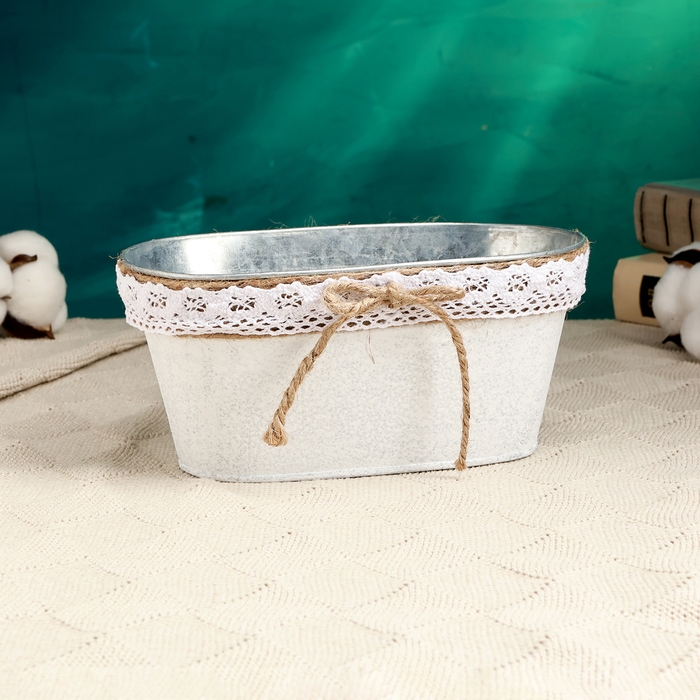 Кашпо - бонсай  Кашпо - бонсай "Ведерко Линдберг" белое, 21х11х9,5см