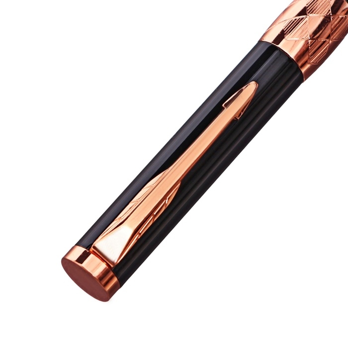 Ручка подарочная роллер в кожзам футляре Грант корпус черный/бронза Ручка подарочная роллер в кожзам футляре Грант корпус черный/бронза