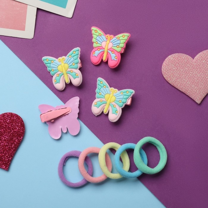 Набор для волос Набор для волос "Лучик" (10 резинок,4 зажима) бабочка