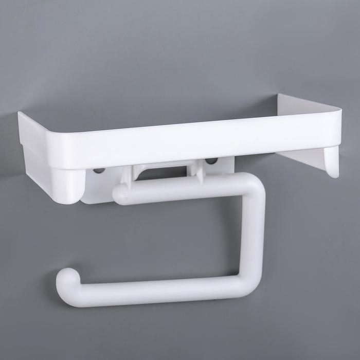 Держатель для туалетной бумаги с полочкой, цвет белый Держатель для туалетной бумаги с полочкой, цвет белый