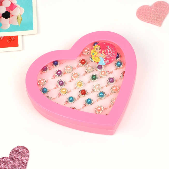 Кольца детские набор 36шт «Выбражулька» цветочки, цвет МИКС в серебре, б-р Кольца детские набор 36шт «Выбражулька» цветочки, цвет МИКС в серебре, б-р