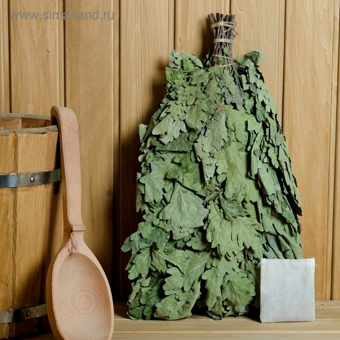 Веник для бани дубовый с чабрецом, в индивидуальной упаковке Веник для бани дубовый с чабрецом, в индивидуальной упаковке