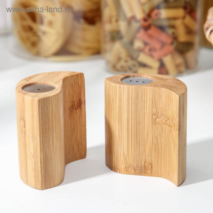 Набор для специй, 7×7см, 2 шт, солонка и перечница, бамбук Набор для специй, 7×7см, 2 шт, солонка и перечница, бамбук