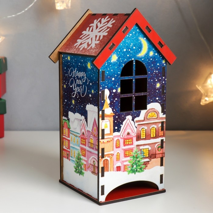 Новогодний чайный домик  Новогодний чайный домик "С Новым годом" 20х10,5х9.5 см