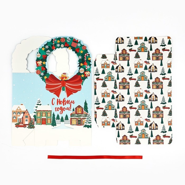 Коробка новогодняя складная «Новогодний город» 18.4 х 30.4 х 7.3 см, Новый год Коробка новогодняя складная «Новогодний город» 18.4 х 30.4 х 7.3 см, Новый год