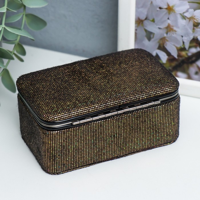 Шкатулка кожзам для украшений Шкатулка кожзам для украшений "Мелкие квадратики. Шоколад" 6х7х12 см