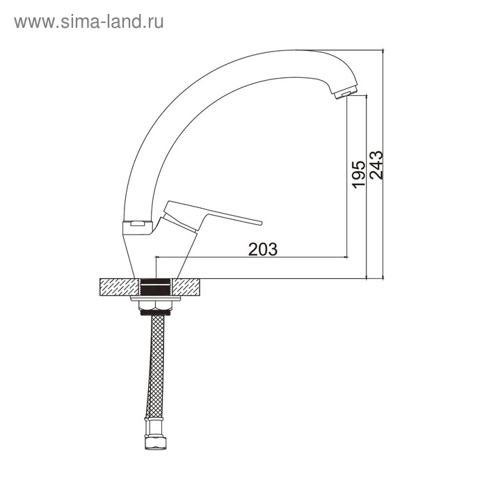 Смеситель для кухни Accoona А84050, однорычажный, хром Смеситель для кухни Accoona А84050, однорычажный, хром