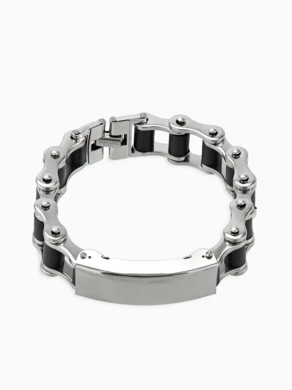 Браслет мужской &laquo;Стальной. Рельсы&raquo;, L=20.5 см, цвет серебро, чёрный