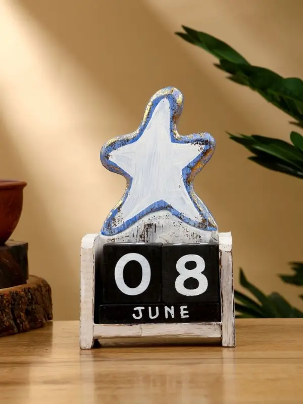 Календарь настольный «Морская звезда», 10.5×5.5×18 см, дерево, золотисто-синий Календарь настольный «Морская звезда», 10.5×5.5×18 см, дерево, золотисто-синий