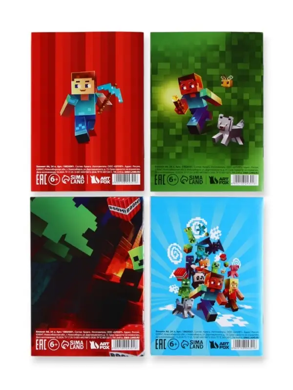 Блокнот А6, 24 л., в клетку &laquo;Пиксели&raquo; МИКС