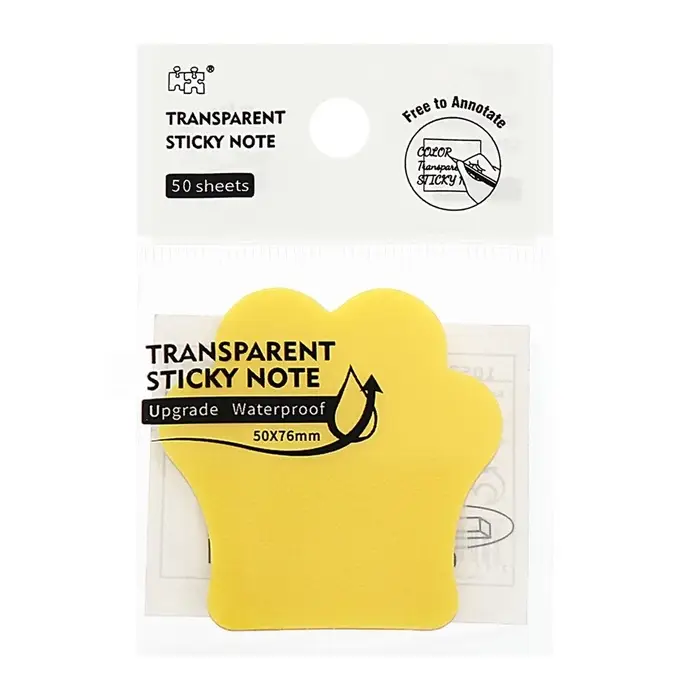 Блок-закладка с липким краем &laquo;Лапка&raquo;, 45 мм &times; 45 мм, 50 листов, пластик, жёлтый