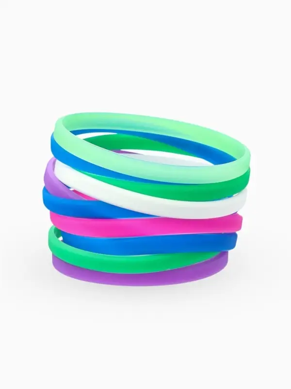 Силиконовый браслет &laquo;Классика&raquo;, набор 10 шт. МИКС, 6.5 см