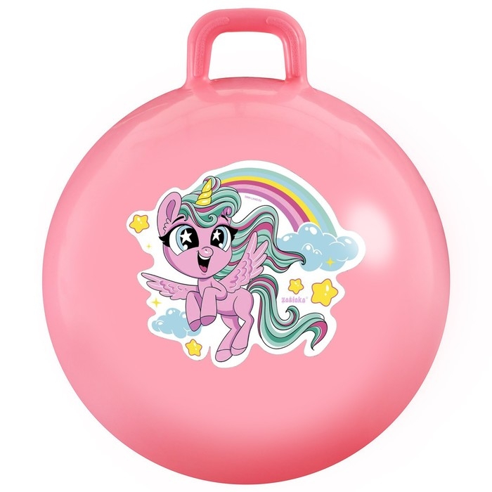 Мяч-прыгун с ручкой ZABIAKA «Единорожка», d=55 см, 480 г, цвет розовый Мяч-прыгун с ручкой ZABIAKA «Единорожка», d=55 см, 480 г, цвет розовый
