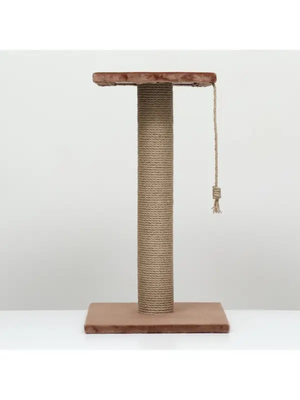 Когтеточка-столбик, 35&times;35&times;64 см, &Oslash;10, с площадкой, КД-37, джут, цвет МИКС