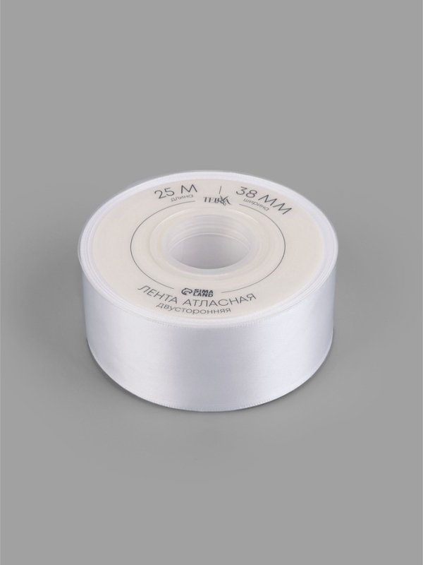Лента атласная двухсторонняя №0029 38мм*25±1м белый TR Лента атласная двухсторонняя №0029 38мм*25±1м белый TR