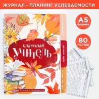 Журнал успеваемости на год, А5, 80 л., мягкая обложка &laquo;Классный учитель&raquo;