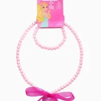 Набор детских украшений &laquo;Выбражулька. Сердце, бант&raquo;, 2 предмета: бусы 35 см, браслет, d=5.5 см, белый, малиновый