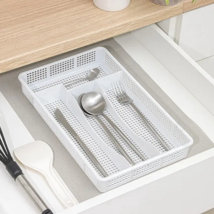 Лоток для столовых приборов в ящик Darel plastic, 4 секции, 34&times;21&times;5 см, пластик, белый