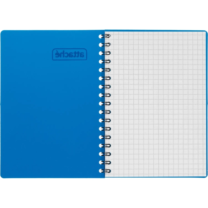 Блокнот А6,60л,гребень слева,обл.пластик,клетка, Attache Plastic, синий
