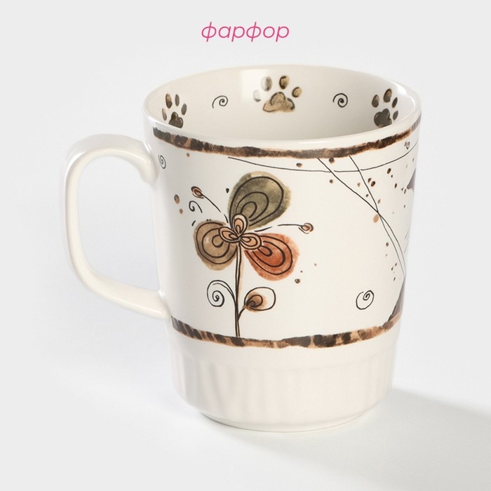 Кружка фарфоровая Доляна «Коты-аристократы», 350 мл, цвет белый Кружка фарфоровая Доляна «Коты-аристократы», 350 мл, цвет белый