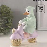 Фигурка полистоун &laquo;Утка в зелёном дождевике на мопеде&raquo;, 13&times;5.5&times;16 см
