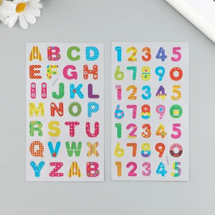 Наклейка пластик Наклейка пластик "Цифры/Буквы" МИКС 9,5х17,5 см