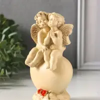 Фигурка гипс &laquo;Ангелочки на сердце&raquo;, 15 см, эффект старения, слоновая кость