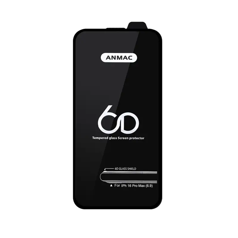 Защитное стекло для iPhone 16 Pro Max Anmac 6D Black без упаковки Арт. 1137492 (10 шт./уп.)
