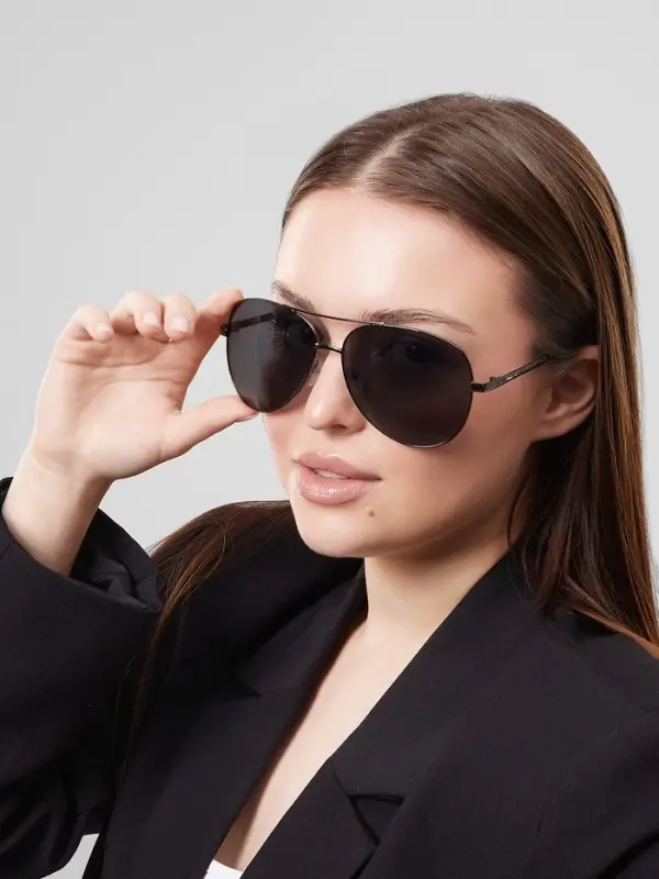 Очки солнцезащитные &laquo;OneSun. Авиаторы&raquo;, UV 400, линза 5.5&times;6.5 см дужка 12 см, ширина 14 см, чёрные