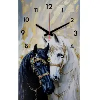 Часы-картина настенные интерьерные &laquo;Пара лошадей&raquo;, бесшумные, 35&times;60 см