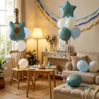 Воздушные шары "Голубая гитара" фольга, латекс, набор 12 штук