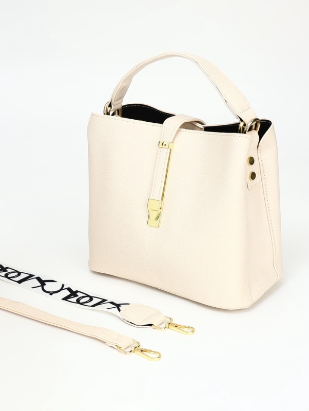 Сумка женская тоут на молнии, цвет молочный