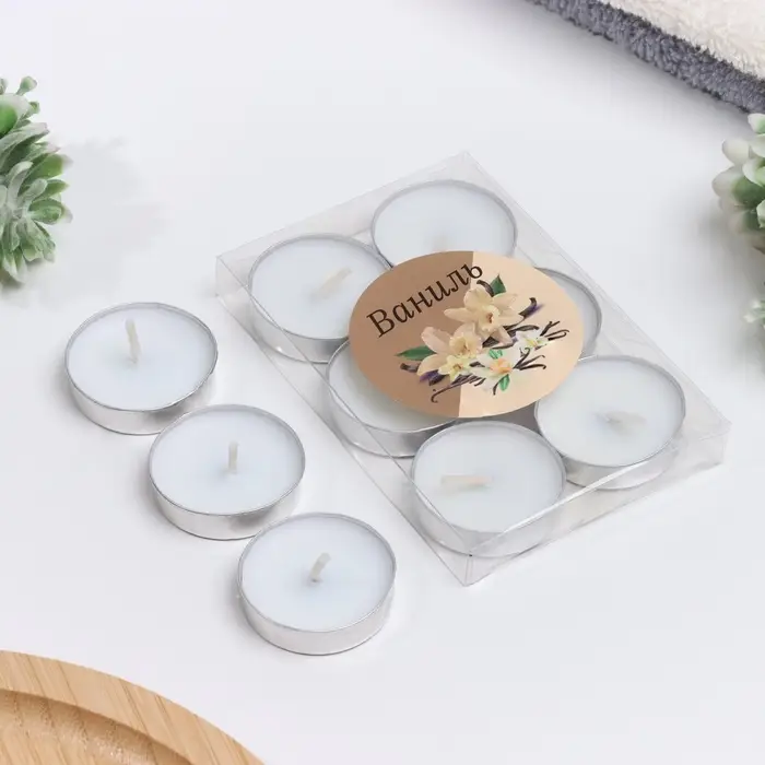 Набор свечей чайных ароматических, 6 шт, ваниль Набор свечей чайных ароматических, 6 шт, ваниль