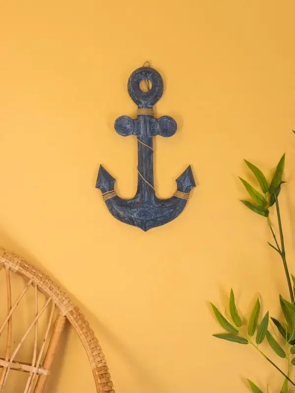 Декор интерьерный "Якорь" дерево 23х2х40 см, цв. синий