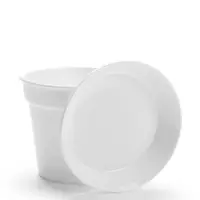Горшок цветочный, 1 л, d=14 см, h=11.2 см, пластиковый, с поддоном, белый