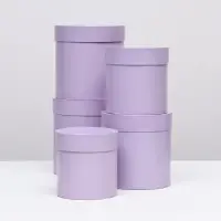 Набор круглых подарочных коробок 5 в 1 &laquo;Сирень перламутровая&raquo;, 20&times;20 ‒15&times;15 см