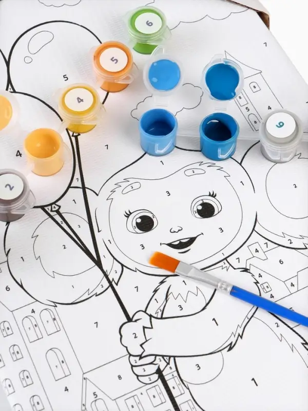 Картина по номерам с подрамником &laquo;Чебурашка с шарами&raquo;, 20&times;30 см