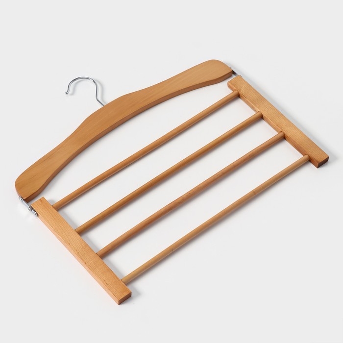 Плечики - вешалка для брюк и юбок LaDо́m Bois, 38,5×1,2×34,3 см, деревянная сорт А, многоуровневая, широкие плечики Плечики - вешалка для брюк и юбок LaDо́m Bois, 38,5×1,2×34,3 см, деревянная сорт А, многоуровневая, широкие плечики