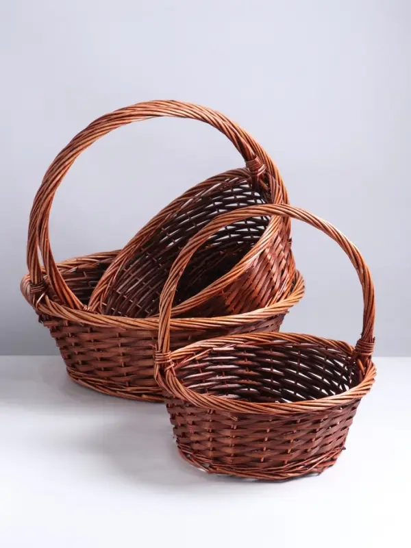 Набор корзин плетёных 3 шт., 48&times;18&times;44/40&times;16&times;39/33&times;14&times;34 см, ива