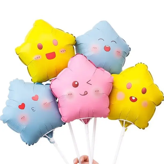 Воздушный шар фольгированный 10 Воздушный шар фольгированный 10" «Звезда смайл», для палочки, МИКС