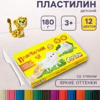 Пластилин &laquo;Каляка-Маляка&raquo;,12 цветов, 180 г, со стеком