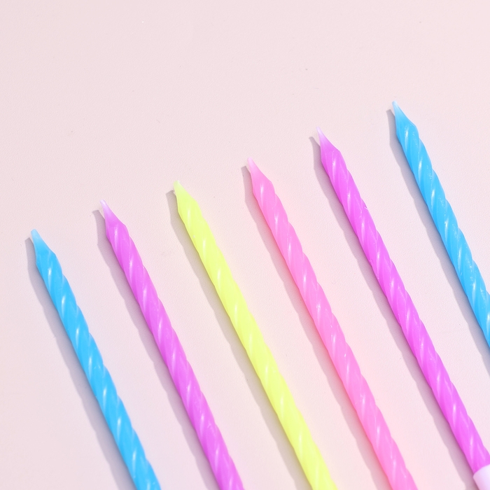 Свечи для торта  Свечи для торта "Неон", 12 шт, разноцветные, высокие, 10 см