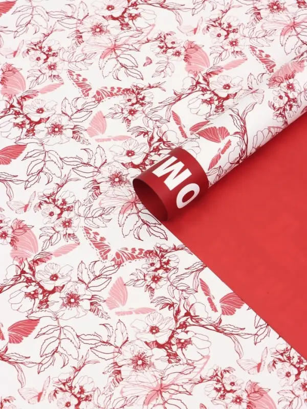 Пленка для цветов, "Романтичные моменты", винный, 57х57 см