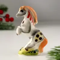 Сувенир Конь на дыбах, 8х5 см, гжель, цвет