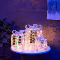 Фигура световая &laquo;Подарки цилиндр серые&raquo;, 25&times;20&times;15 см, 90 LED, от батареек AAx8, свечение тёплое белое