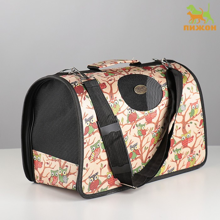 Сумка - переноска для животных  Сумка - переноска для животных "Совы", размер М, 40 х 21 х 27 см